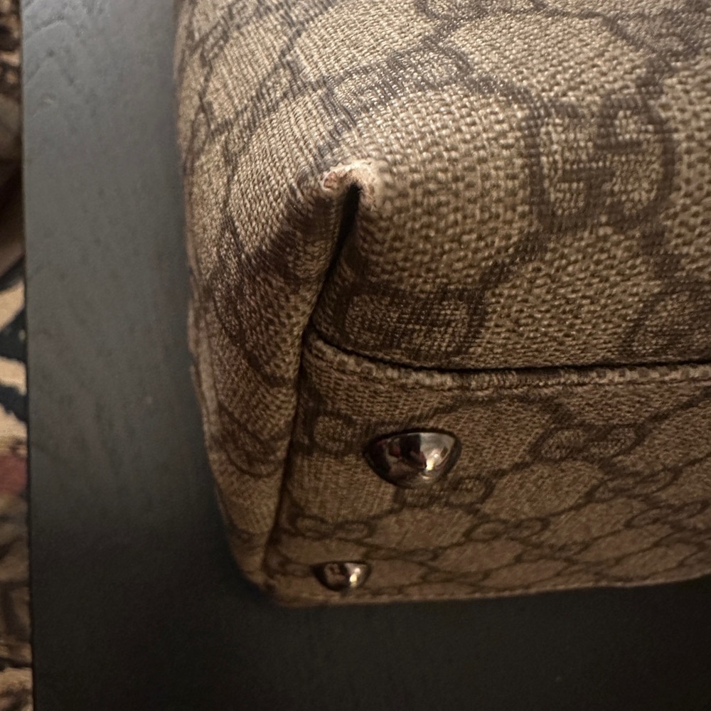 Gucci GG Supreme Canvas Tote Brown | Leather Trim | Authentic w COA - Picture 7 of 14